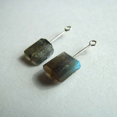 Ear jackets sterling silver square labradorite Daphne Meesters Jewellery Designer Goldsmith The Hague Netherlands
